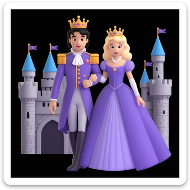 prince and princess disny dress close up photo in castle sticker