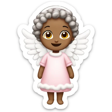 Christmas, baby angel with light pink, snowy clothes, and bows ￼ sticker