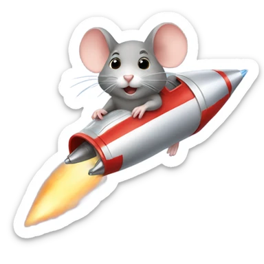 A mouse in a rocket ship sticker