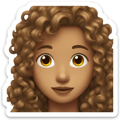 teen with curly long brown hairr and brown eyes sticker