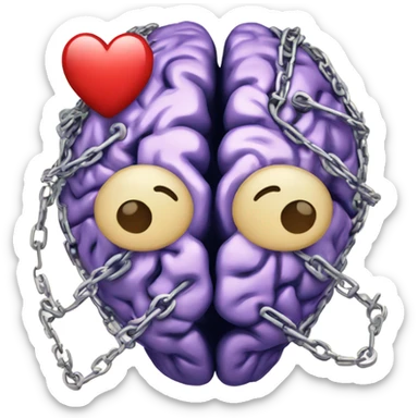 Brain bound with hearts in chains sticker