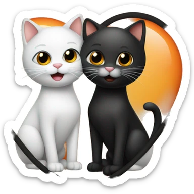 two in love cats. one orange one black sticker