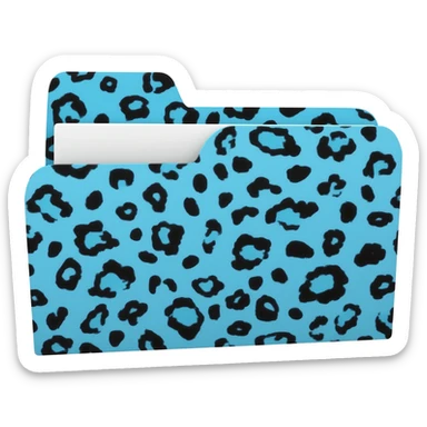 light blue black cheetah print file folder sticker