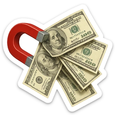 banconote attratte da una calamita rossa sticker