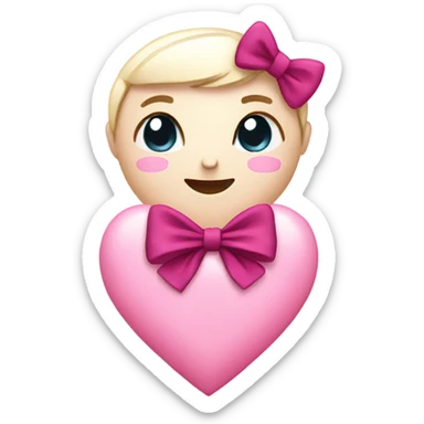 Light pink heart with dark pink bow sticker