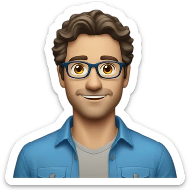 Handsome-Caucasian-Dad-dark-brown-wavy-hair-blue-eyes-glasses sticker
