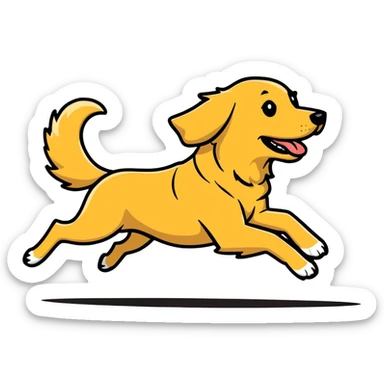 Golden retriever dog running at full speed sticker