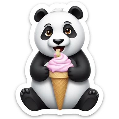 Panda eating ice cream sticker