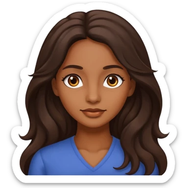 Chica morena de ojos marrones obscuros, cabello largo ligeramente ondulado  sticker