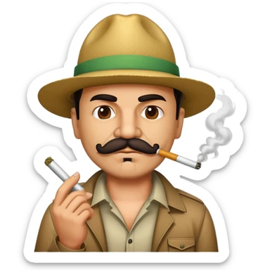 El Chapo gangster character with mustache smoking a marijuana joint sticker