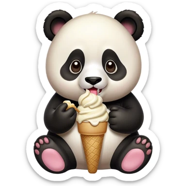 Panda eating ice cream sticker