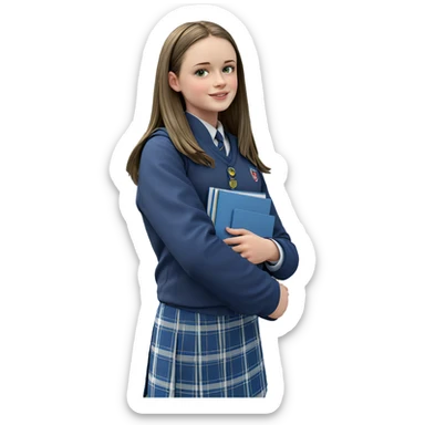 smiling girl in school uniform sticker