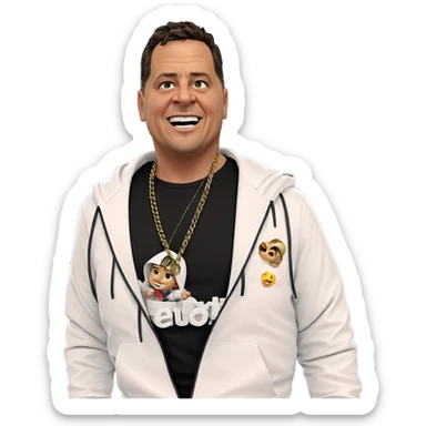 smiling boy in white jacket sticker