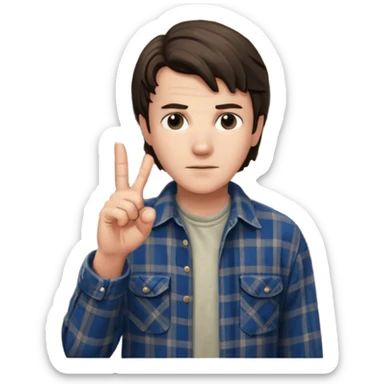 Derek from stranger things pointing the middle finger in the barn sticker