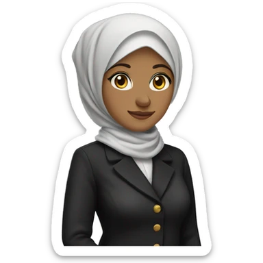 hijab teacher wearing black coat fair colour human full image hands in pocket sticker