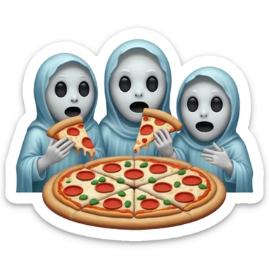 the ghosts are eating pizza sticker