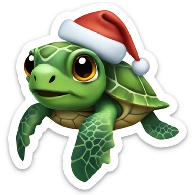 sea turtle wearing christmas hat sticker