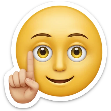 yellow cercle face, cercle eyes, cercle mouth, holding up two fingers sticker