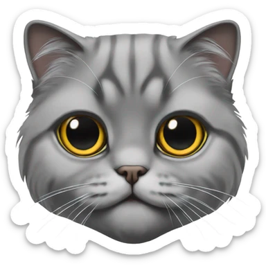 scottish fold cat gray long-haired  sticker