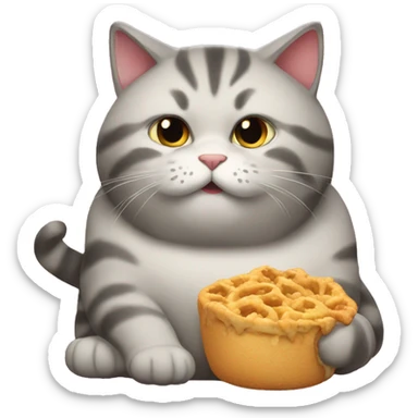 A big fat kitty munching  sticker