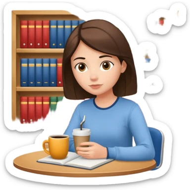 Student + notes + mug, Library Visitor. sticker