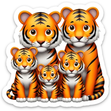 Tiger family with cubs sticker