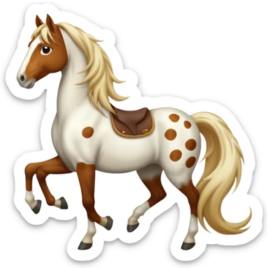 A horse in white with brown spots and a long mane sticker