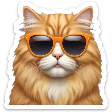 Persian Orange fluffy cat with sunglasses sticker