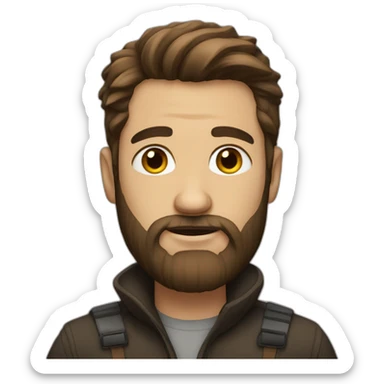 Beard Man brown hair with boldness sticker