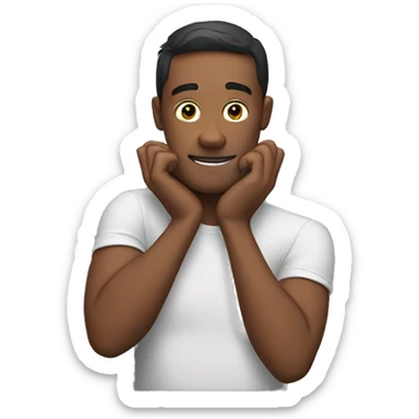 man with one of his forearms on his face and the other arm stretched out sticker