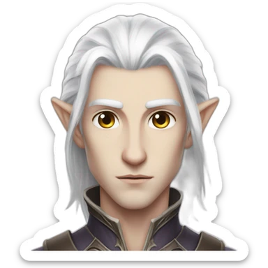 white hair pale elf male intimidating  sticker