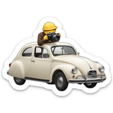 photographe qui photographie une voiture sticker