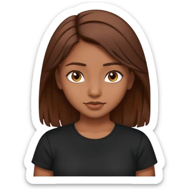 a pretty fair indian bratz girl with brown hair. with a black tshirt sticker