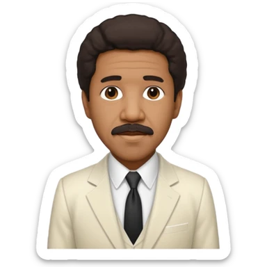 Richard Pryor with dark brown hair, ivory suit sticker