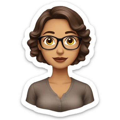 Profesora-joven-colombiana-cabello chocolate-blusa-pestañas sticker