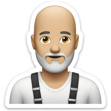 Bald man with a beard and a black and White chat sticker