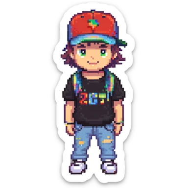 sad party guy with a snapback hat sticker