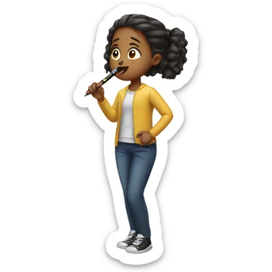 girl eating pens sticker