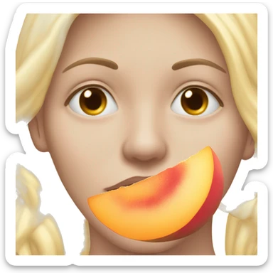 Face smelling a peach with nostrils flared sticker