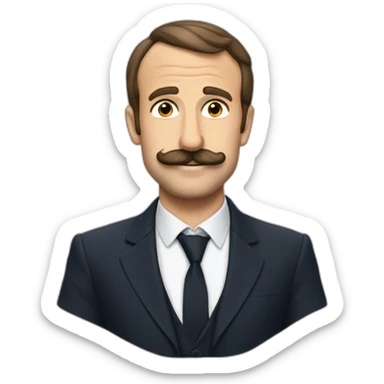 Macron qui met son doigt comme une moustache sticker