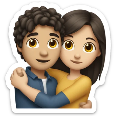 brunette girl hugging tall dark haired boy sticker