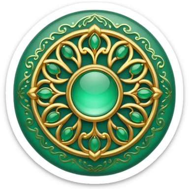 Jade and gold filigree style rounded icon button sticker