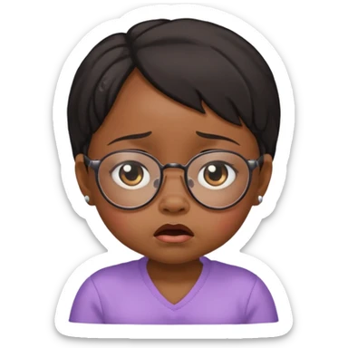 bllack baby girl crying with glasses sticker