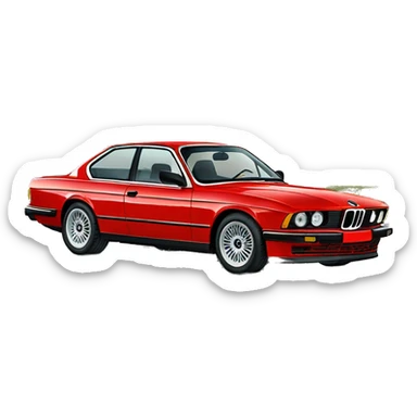 Red BMW E24 635csi 1988 sticker
