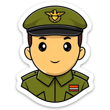 rear view of military personnel wearing a cap or hat sticker