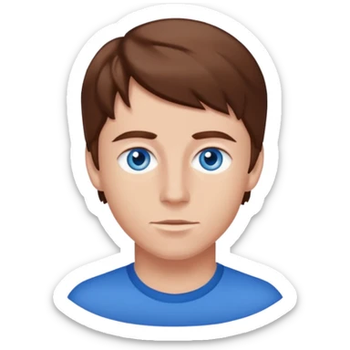 Mikey Graham with blue eyes, brown hair sticker