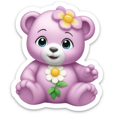 Baby Care Bear with flower on his belly  sticker