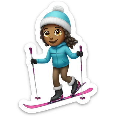 Girl with skis for feet sticker