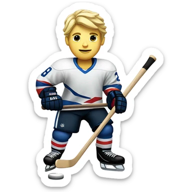 blond hockey player with a stick in his hand sticker