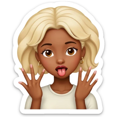 black girl with tongue out and pinching fingers sticker